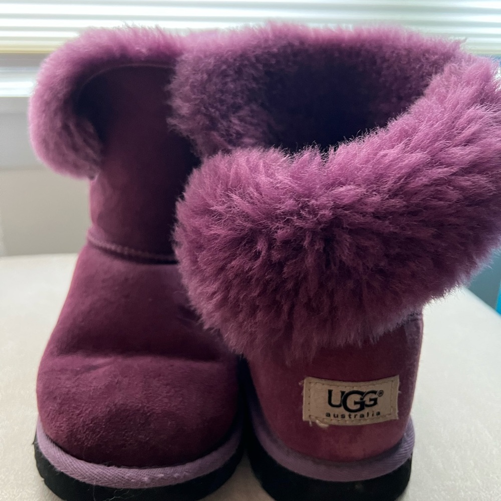 Purple fluffy UGGs low top